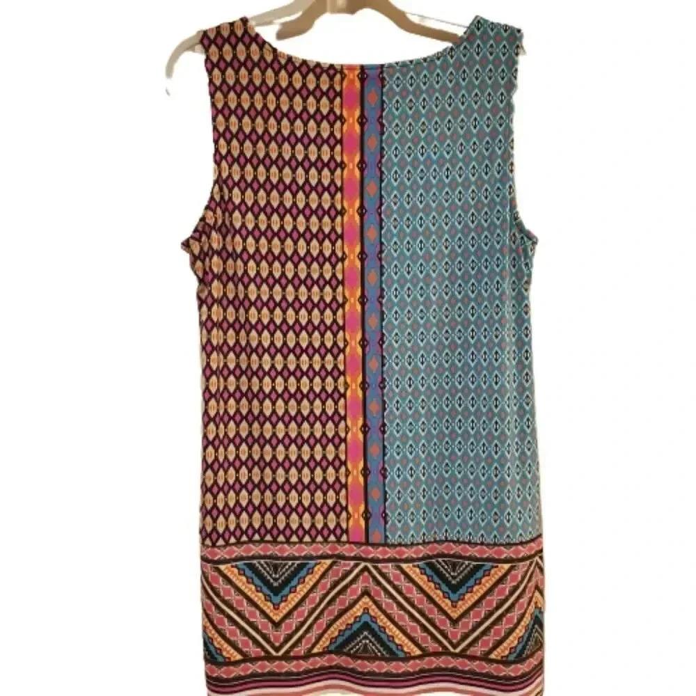 NWOT Grayson orange and blue mixed material tank dress Size XL